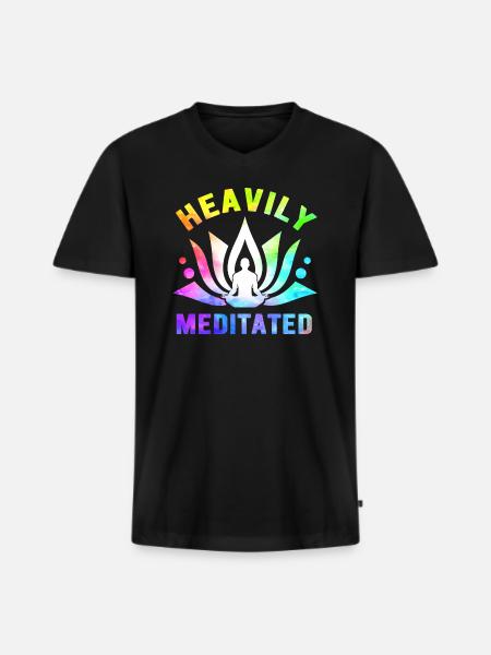 Stark meditiert - Männer Premium Bio T-Shirt mit V-Ausschnitt - Schwarz