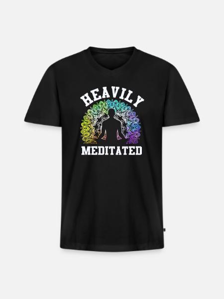Heavily Meditated - Men's Premium Organic T-shirt with V-neck - black