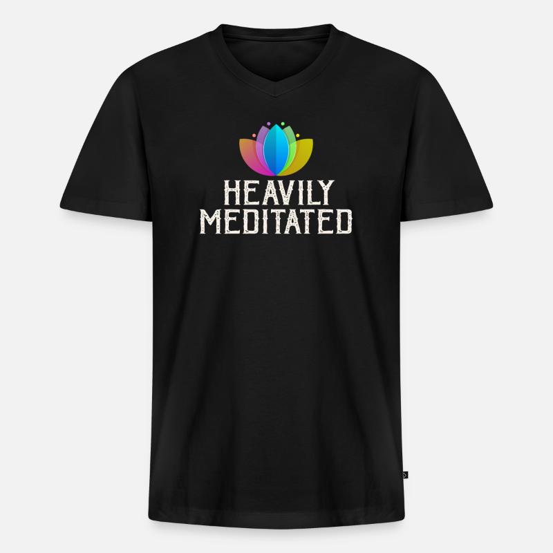 Stark meditiert - Männer Premium Bio T-Shirt mit V-Ausschnitt - Schwarz