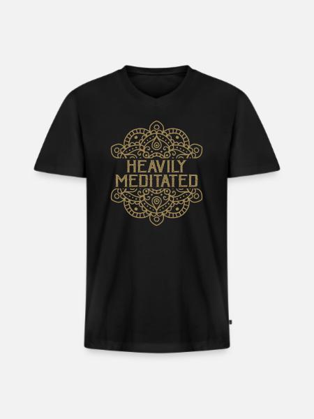 Heavily Meditated - Men's Premium Organic T-shirt with V-neck - black