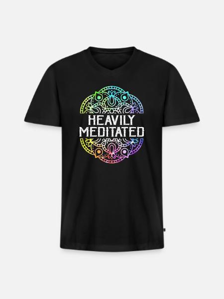 Heavily Meditated - Men's Premium Organic T-shirt with V-neck - black