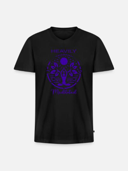 Heavily Meditated - Men's Premium Organic T-shirt with V-neck - black