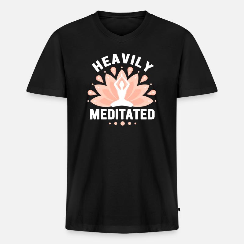 Stark meditiert - Männer Premium Bio T-Shirt mit V-Ausschnitt - Schwarz