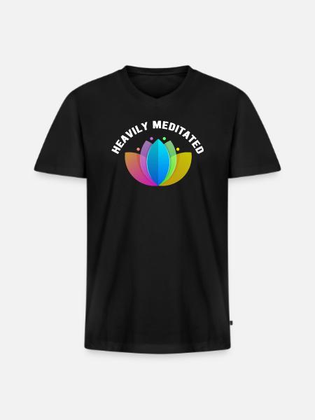 Stark meditiert - Männer Premium Bio T-Shirt mit V-Ausschnitt - Schwarz