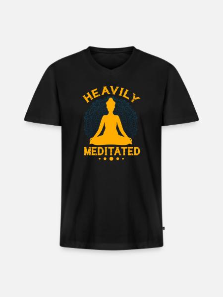 Heavily Meditated - Men's Premium Organic T-shirt with V-neck - black