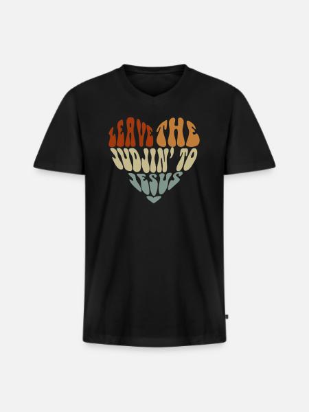Überlassen Sie das Urteil Jesus - Männer Premium Bio T-Shirt mit V-Ausschnitt - Schwarz