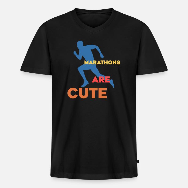 Marathons sind süß Ultramarathon - Männer Premium Bio T-Shirt mit V-Ausschnitt - Schwarz