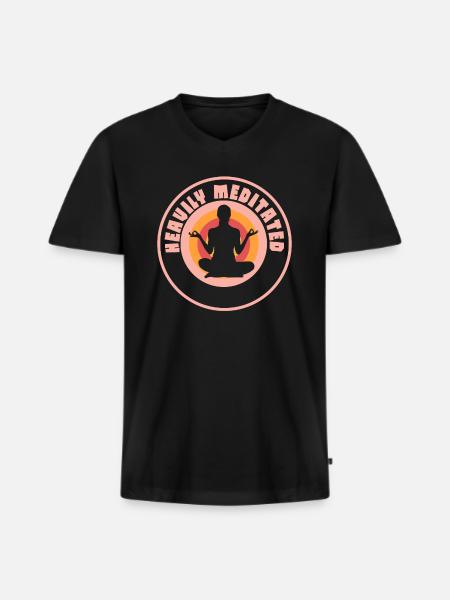 Heavily Meditated - Men's Premium Organic T-shirt with V-neck - black