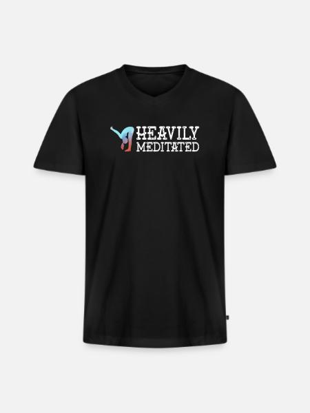 Stark meditiert - Männer Premium Bio T-Shirt mit V-Ausschnitt - Schwarz
