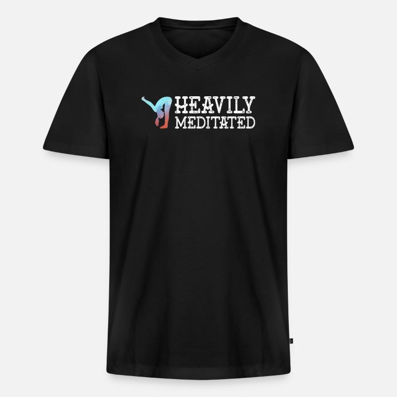 Stark meditiert - Männer Premium Bio T-Shirt mit V-Ausschnitt - Schwarz