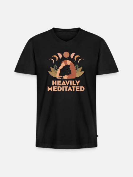 Stark meditiert - Männer Premium Bio T-Shirt mit V-Ausschnitt - Schwarz