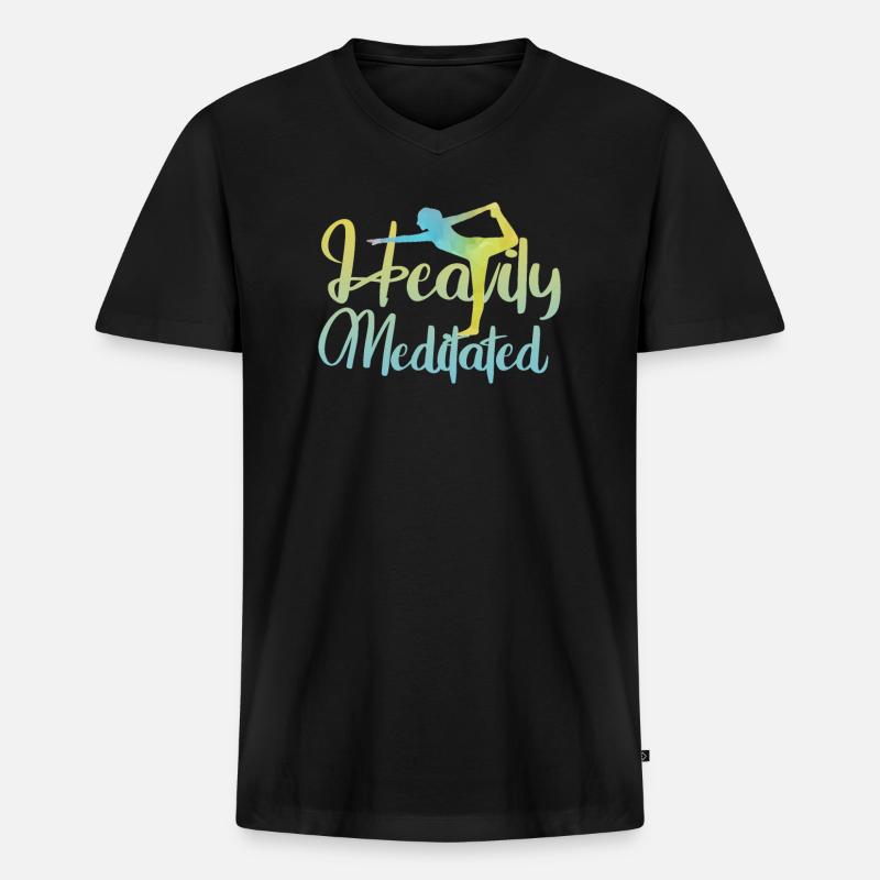 Stark meditiert - Männer Premium Bio T-Shirt mit V-Ausschnitt - Schwarz
