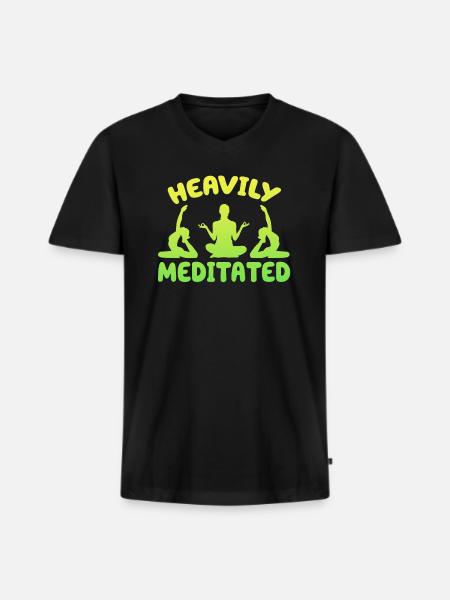 Stark meditiert - Männer Premium Bio T-Shirt mit V-Ausschnitt - Schwarz