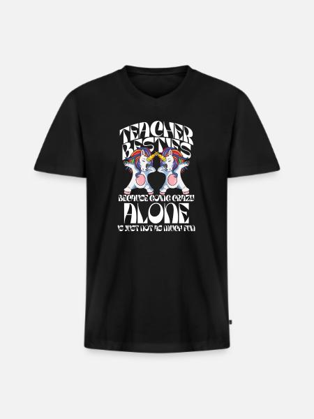 Teacher Besties Because Going Crazy - Men's Premium Organic T-shirt with V-neck - black