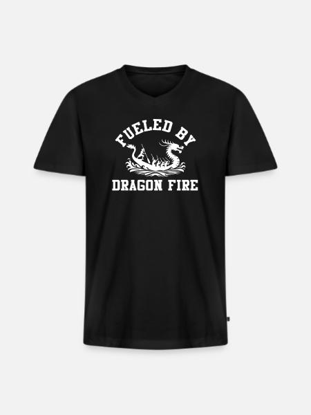 Angetrieben von Drachenfeuer-Drachenboot - Männer Premium Bio T-Shirt mit V-Ausschnitt - Schwarz