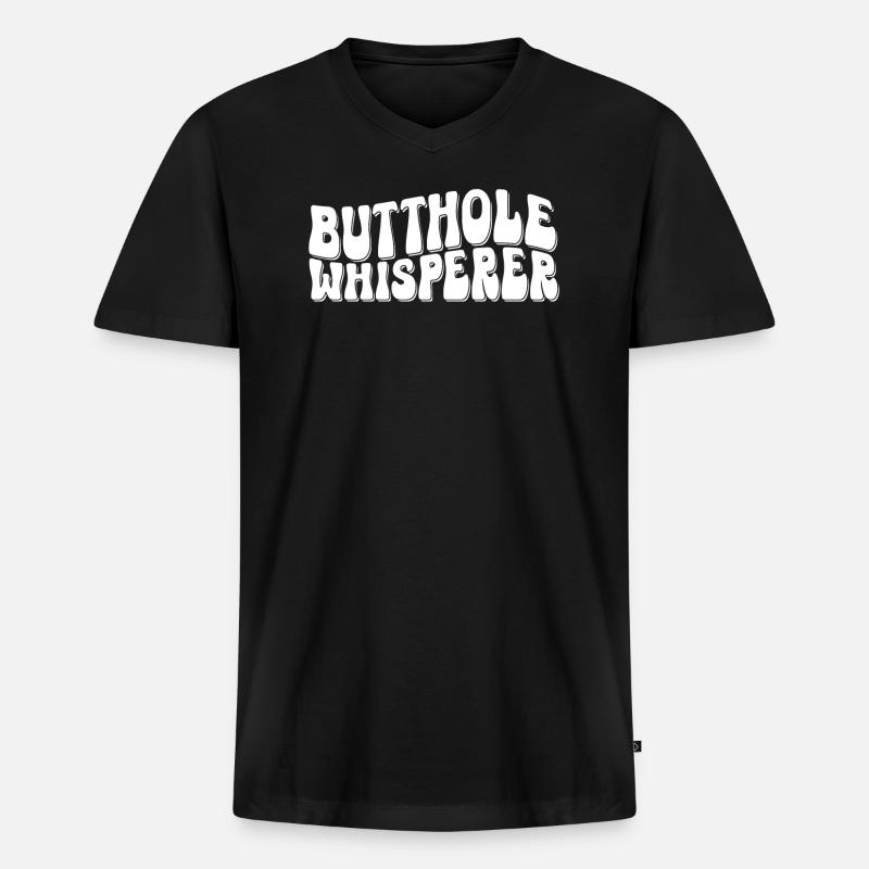 Arschloch-Flüsterer - Männer Premium Bio T-Shirt mit V-Ausschnitt - Schwarz