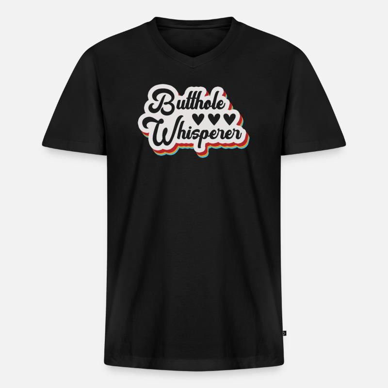 Arschloch-Flüsterer - Männer Premium Bio T-Shirt mit V-Ausschnitt - Schwarz