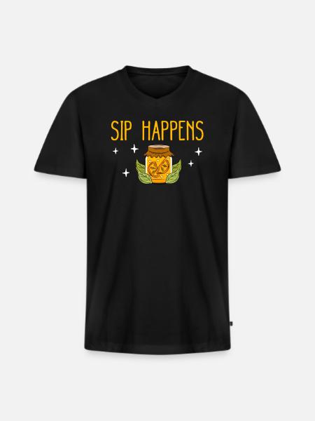 Sip Happens Kombucha Lover - Men's Premium Organic T-shirt with V-neck - black