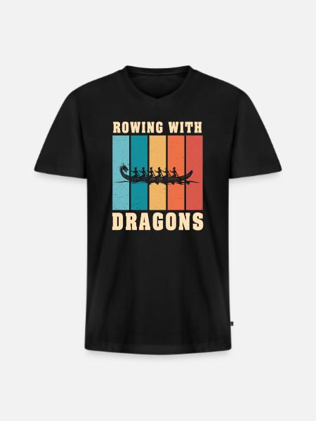 Rowing With Dragons Dragonboat - Men's Premium Organic T-shirt with V-neck - black