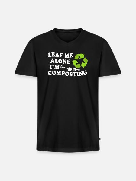 Leaf Me Alone Je composte - T-shirt encolure en V Premium bio Homme - noir