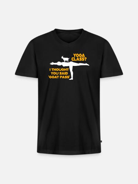 Yoga-Kurs oder Ziegenpass - Männer Premium Bio T-Shirt mit V-Ausschnitt - Schwarz