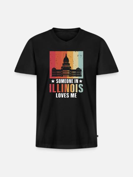 Quelqu’un dans l’Illinois m’aime - T-shirt encolure en V Premium bio Homme - noir