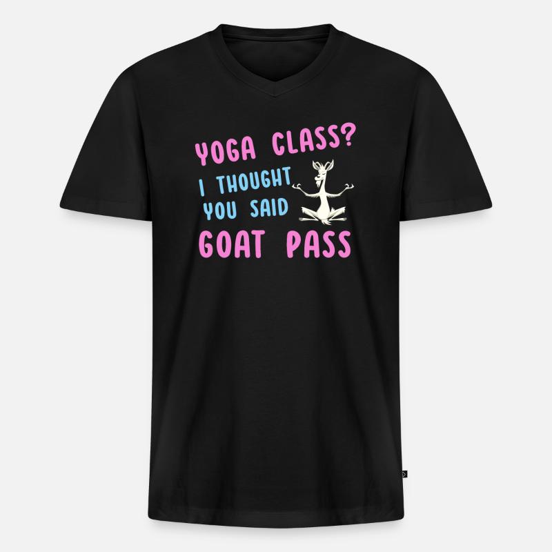 Yoga-Kurs oder Ziegenpass - Männer Premium Bio T-Shirt mit V-Ausschnitt - Schwarz