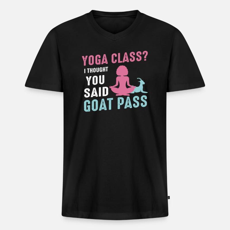Yoga-Kurs oder Ziegenpass - Männer Premium Bio T-Shirt mit V-Ausschnitt - Schwarz