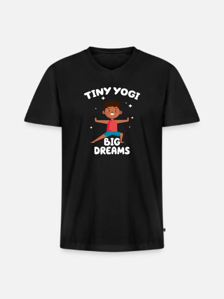 Tiny Yogi Big Dreams Meditation - Men's Premium Organic T-shirt with V-neck - black