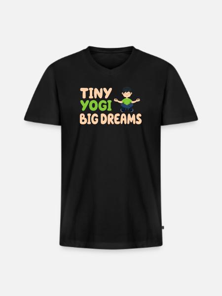 Tiny Yogi Big Dreams Meditation - Men's Premium Organic T-shirt with V-neck - black