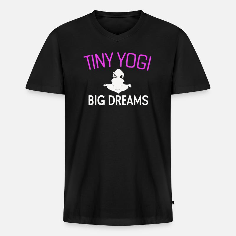 Tiny Yogi Big Dreams Meditation - Männer Premium Bio T-Shirt mit V-Ausschnitt - Schwarz
