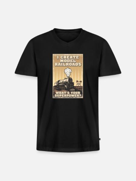 I Create Model Railroads Superpower - Men's Premium Organic T-shirt with V-neck - black