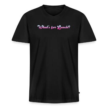 What's For Lunch? - Men's Premium Organic T-shirt with V-neck - black - Front - Nico (187cm)