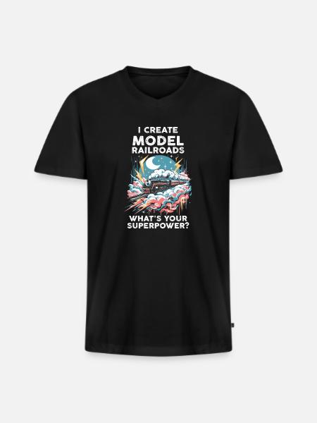 I Create Model Railroads Superpower - Men's Premium Organic T-shirt with V-neck - black