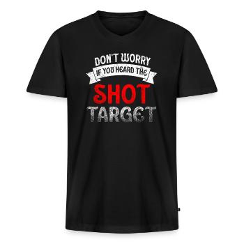 Hörte den Schuss, nie den Ziel-Scharfschützen - Männer Premium Bio T-Shirt mit V-Ausschnitt - Schwarz - Vorne - Nico (187cm)