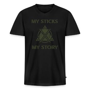 Arnis Kali Eskrima Filipino FMA - Men's Premium Organic T-shirt with V-neck - black - Front - Nico (187cm)