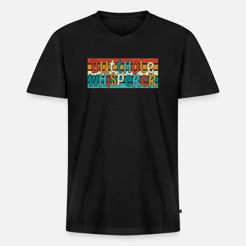 Arschloch-Flüsterer - Männer Premium Bio T-Shirt mit V-Ausschnitt - Schwarz