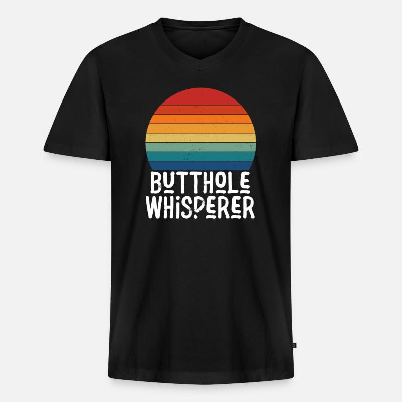 Arschloch-Flüsterer - Männer Premium Bio T-Shirt mit V-Ausschnitt - Schwarz