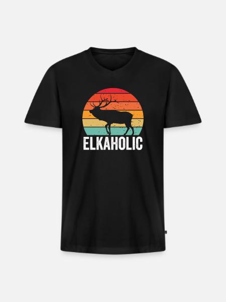 Elchjagd Elkaholische Jäger - Männer Premium Bio T-Shirt mit V-Ausschnitt - Schwarz