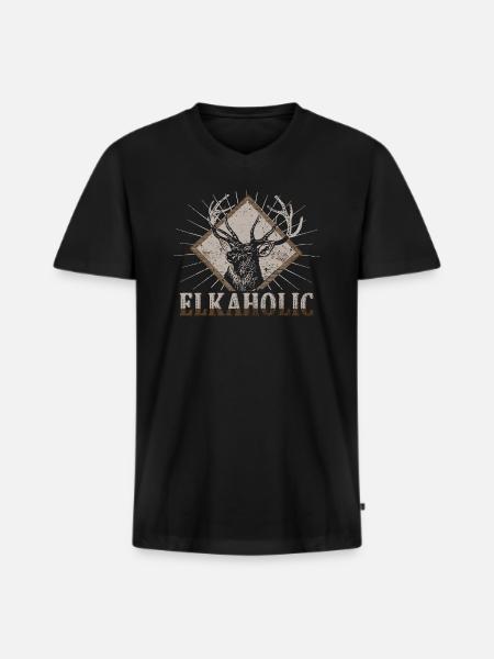 Elk Hunting Elkaholic Hunters - Men's Premium Organic T-shirt with V-neck - black