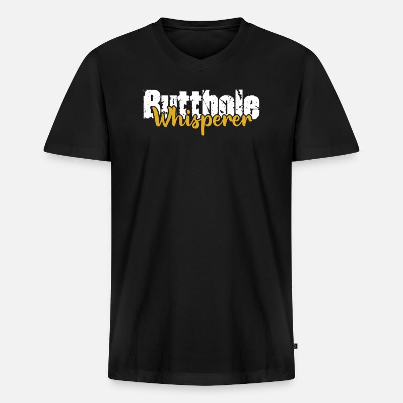 Arschloch-Flüsterer - Männer Premium Bio T-Shirt mit V-Ausschnitt - Schwarz