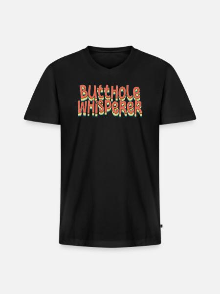 Butthole Whisperer - Men's Premium Organic T-shirt with V-neck - black