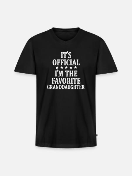Je suis la petite-fille préférée - T-shirt encolure en V Premium bio Homme - noir