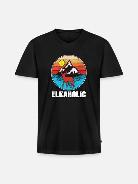 Elk Hunting Elkaholic Hunters - Men's Premium Organic T-shirt with V-neck - black