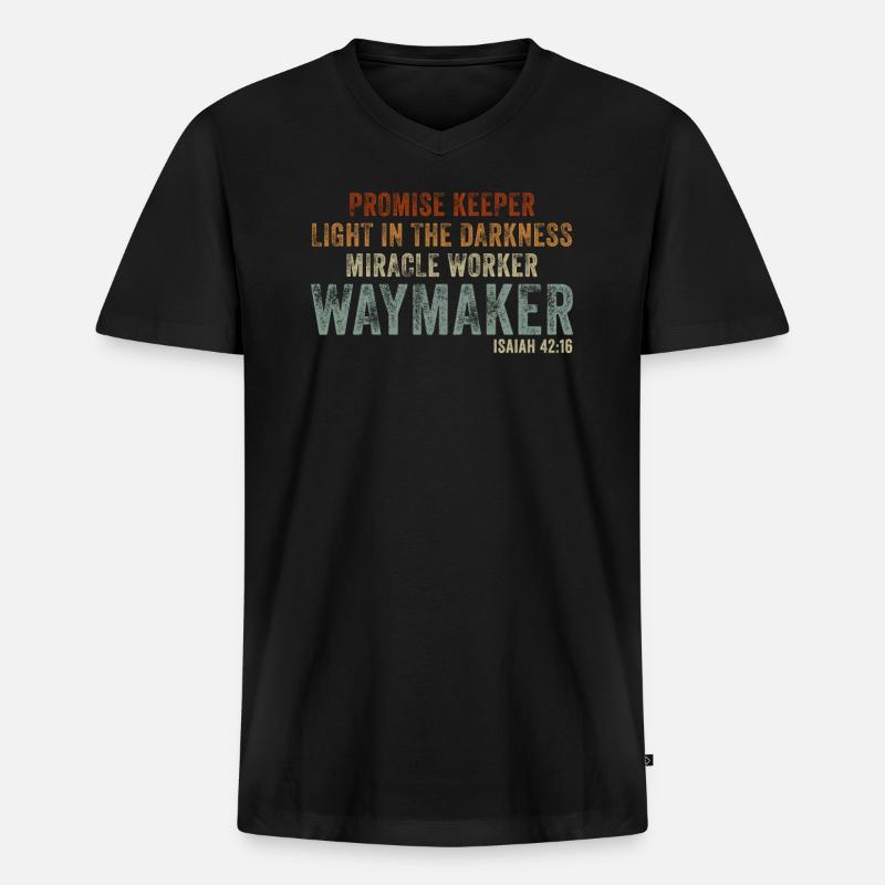 Wegweiser, Versprechenshüter, Wundertäter - Männer Premium Bio T-Shirt mit V-Ausschnitt - Schwarz