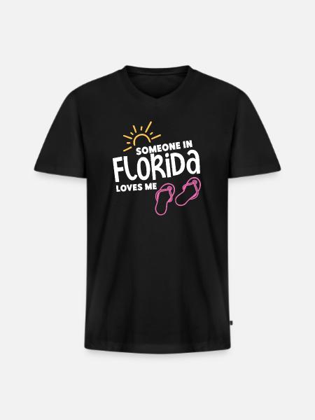 Quelqu’un en Floride m’aime - T-shirt encolure en V Premium bio Homme - noir