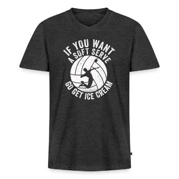 Wenn Sie ein Softeis wollen, holen Sie sich Eis - Männer Premium Bio T-Shirt mit V-Ausschnitt - Anthrazit meliert - Vorne - Nico (187cm)
