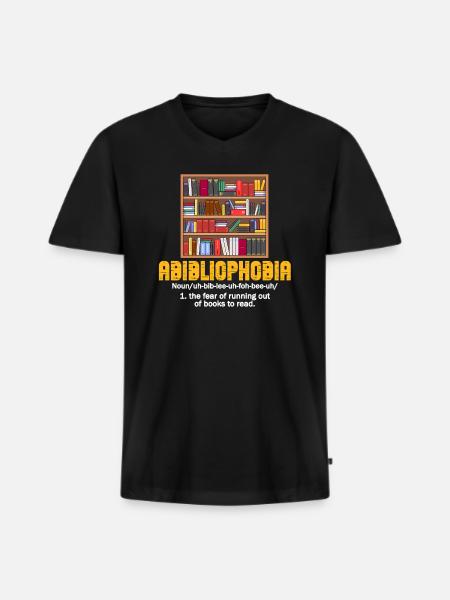 Abibliophobia Bookworm Reading Books - Men's Premium Organic T-shirt with V-neck - black