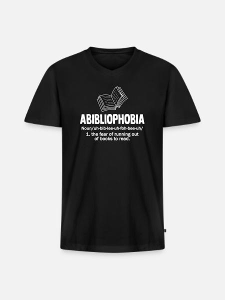 Abibliophobia Bookworm Reading Books - Men's Premium Organic T-shirt with V-neck - black