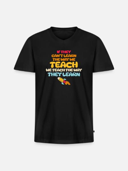 Autism Awareness SPED Teacher Learn - Men's Premium Organic T-shirt with V-neck - black